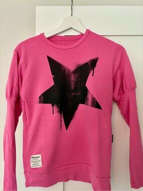 nununu Hot Pink Sweatshirt with Black Drip Star